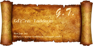 Güns Taddeus névjegykártya